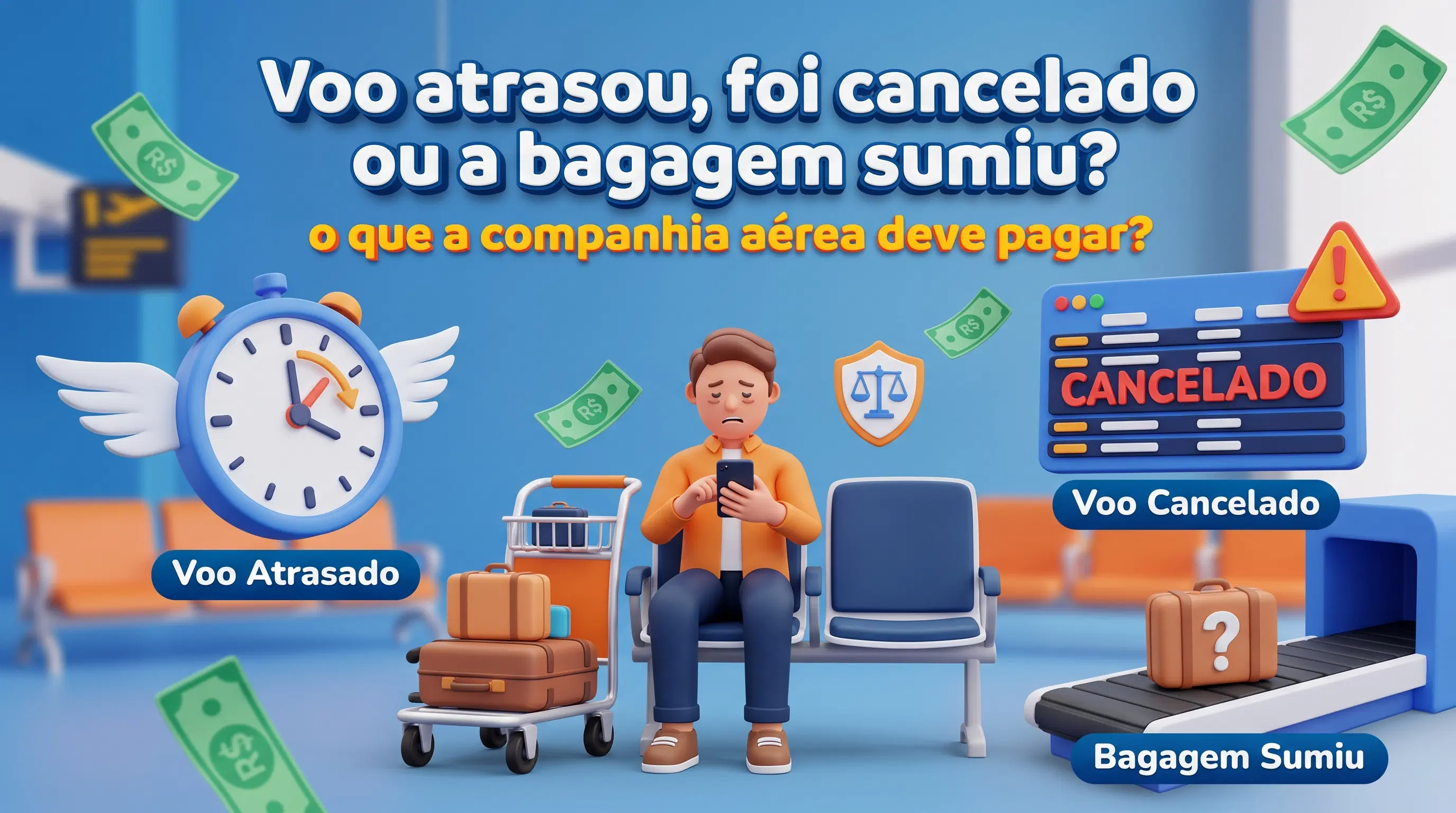 Imagem do artigo: Voo atrasou, foi cancelado ou a bagagem sumiu: o que a companhia aérea deve pagar?